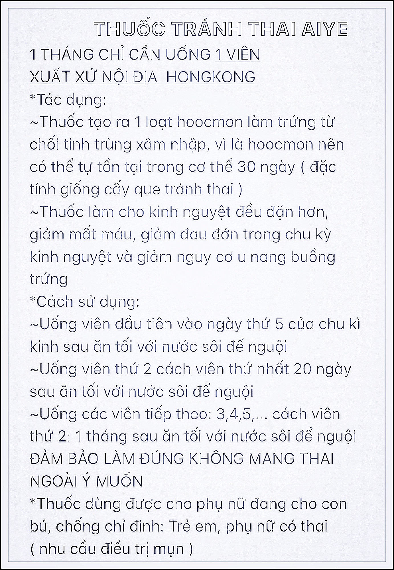 Hộp Tránh Thai ( Vỉ 3 Viên )