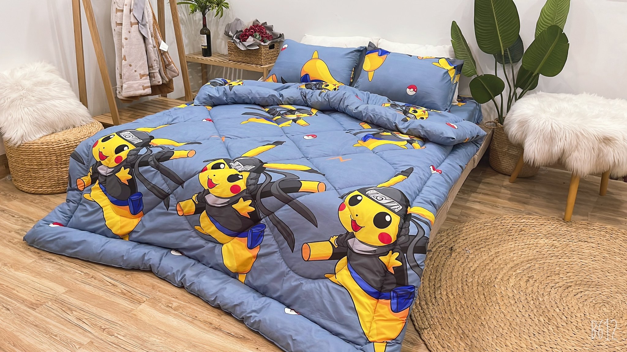 Set Ga Gối Mẫu Hoạ Tiết Pikachu P65 ( Gồm 1 ga bo chun, 2 vỏ gối nằm và 1 vỏ ôm )