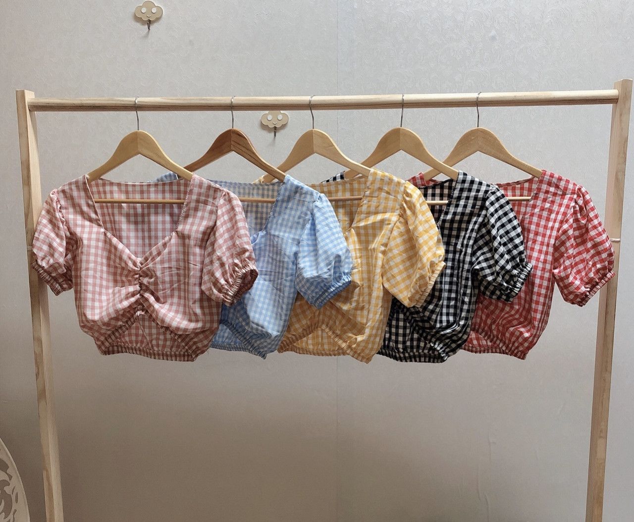 Mẫu mới áo karo bo lai form dưới 45 kg áo kiểu croptop áo tay ngắn bo áo vải kate áo kiểu đẹp giá rẻ