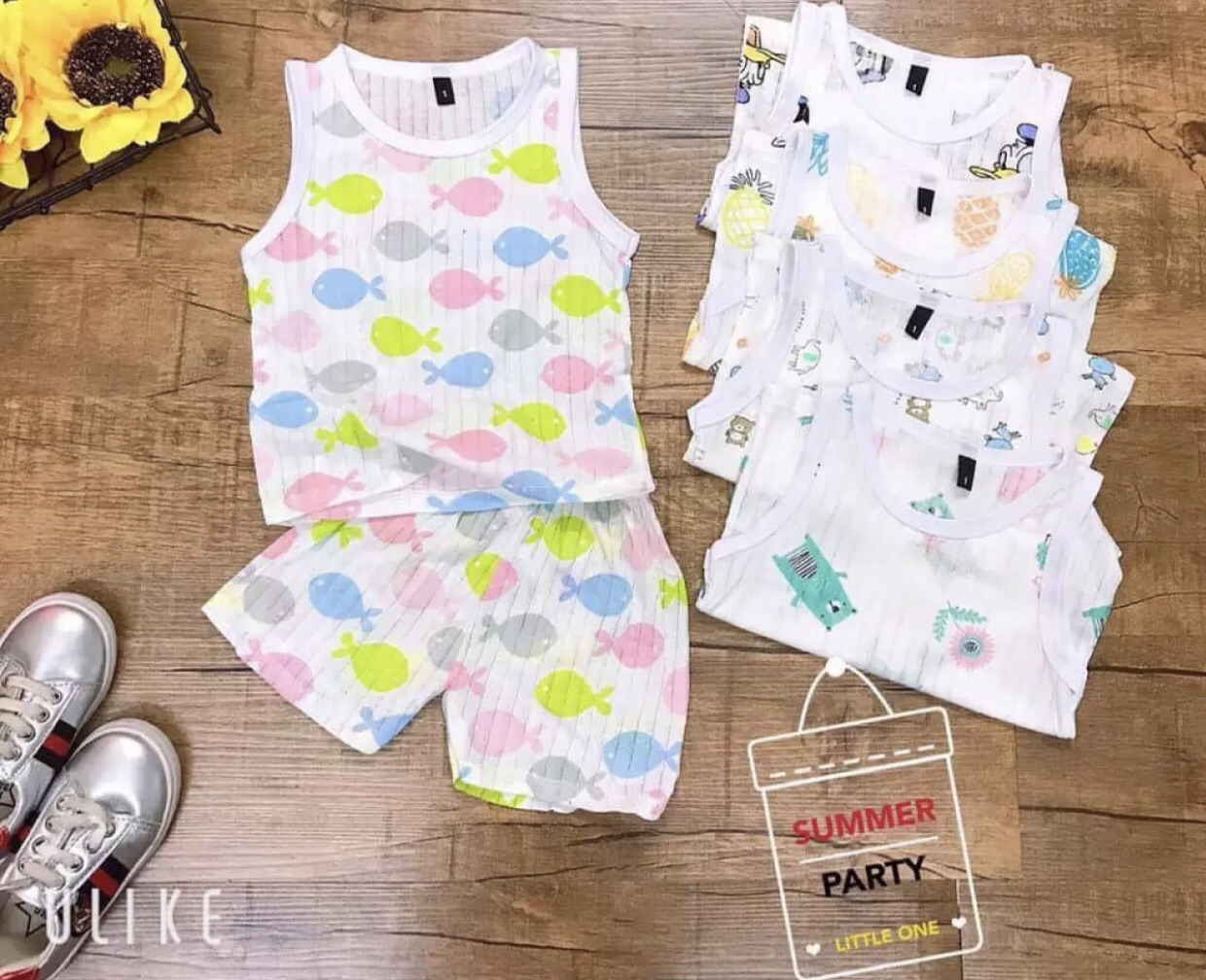 COMBO 2 sét bộ ba lỗ bé trai bé gái (size 4-17kg)