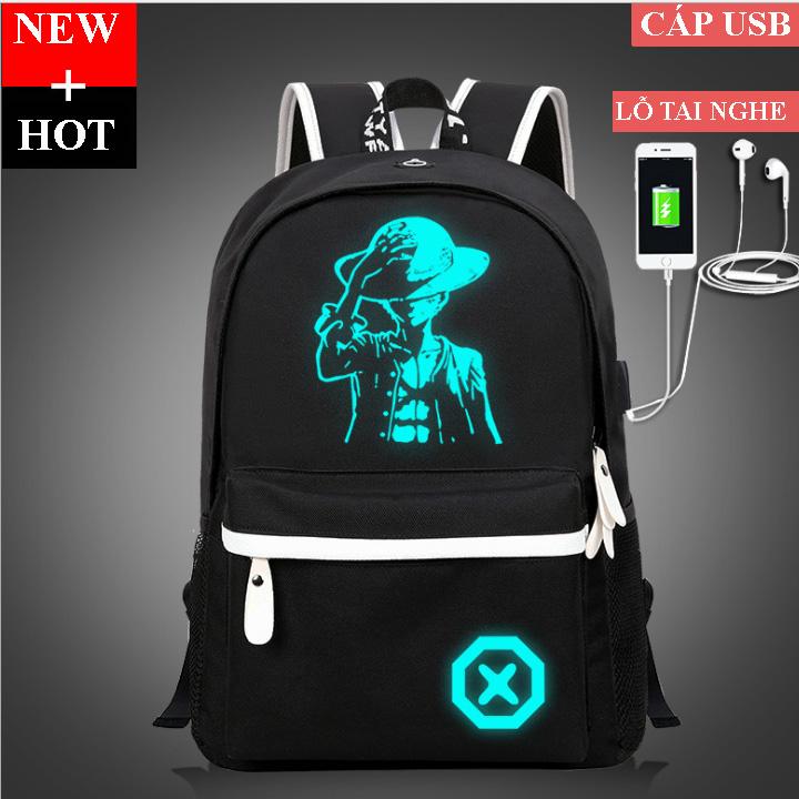 Ba lô phát sáng hình luffy ( tặng cáp sạc USB )