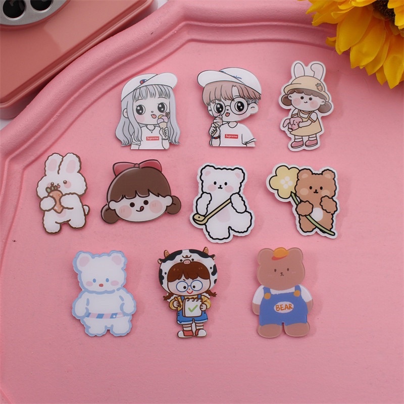 [Có sẵn] Sticker, ghim cài trang trí balo, đồ dùng cá nhân chủ đề chú bé ăn kem siêu dễ thương
