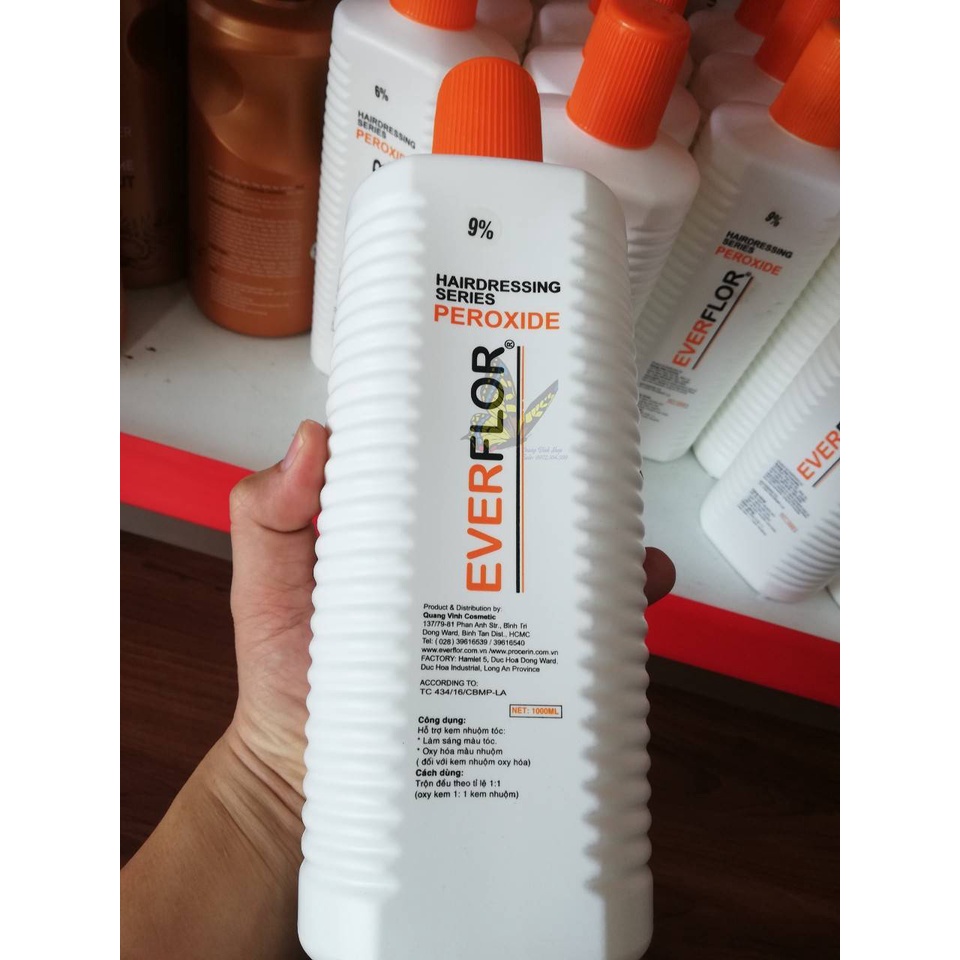 Oxy trợ màu nhuộm EVERFLOR chai lớn 1000ml ( 3%, 6%, 9%, 12%)