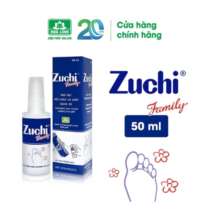 Xịt khử mùi Zuchi Family - Hương tự nhiên, khử mùi hôi nhanh chóng, ngăn ngừa hôi chân, nấm bàn chân (50ml) - VTP Made in Việt Nam cao cấp