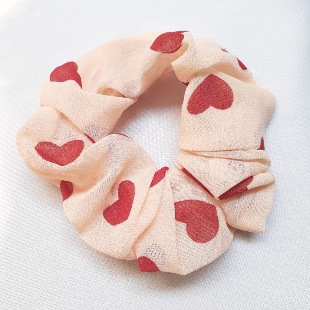 Dây cột tóc vải Scrunchies Trái Tim CT38