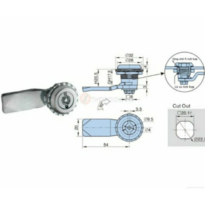 Khóa Ms705-1-2- Khoá Tủ Điện Ms705