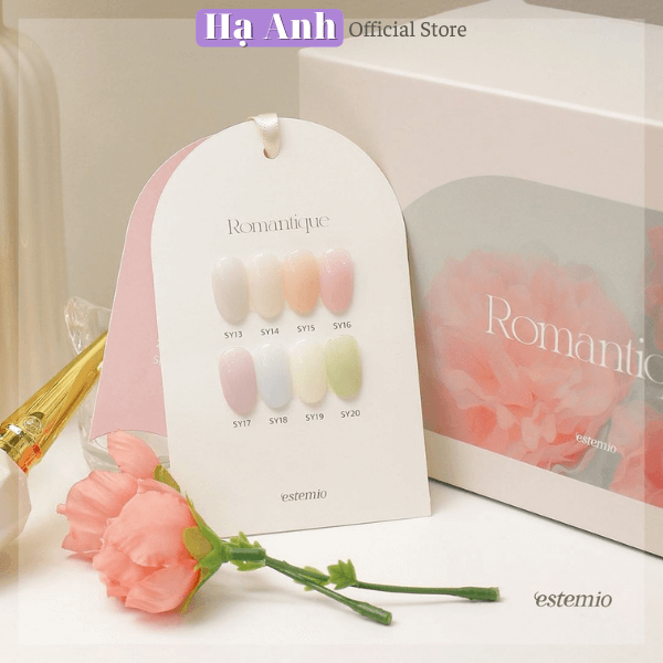 Estemio Set sơn gel hàn quốc 8 màu tông thạch trung tính trong suốt Spring Collection Romantique