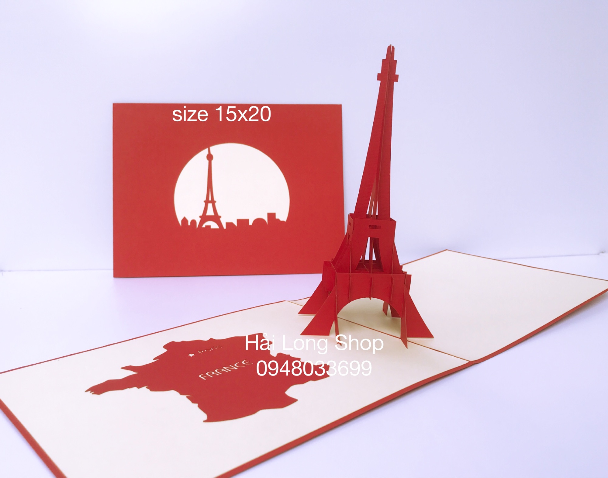 Tháp Eiffel ( Pháp ) - France  - Thiệp 3D (size 15x20)
