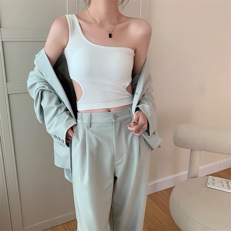 Áo thun thời trang nữ khoe eo khoét vai thời trang