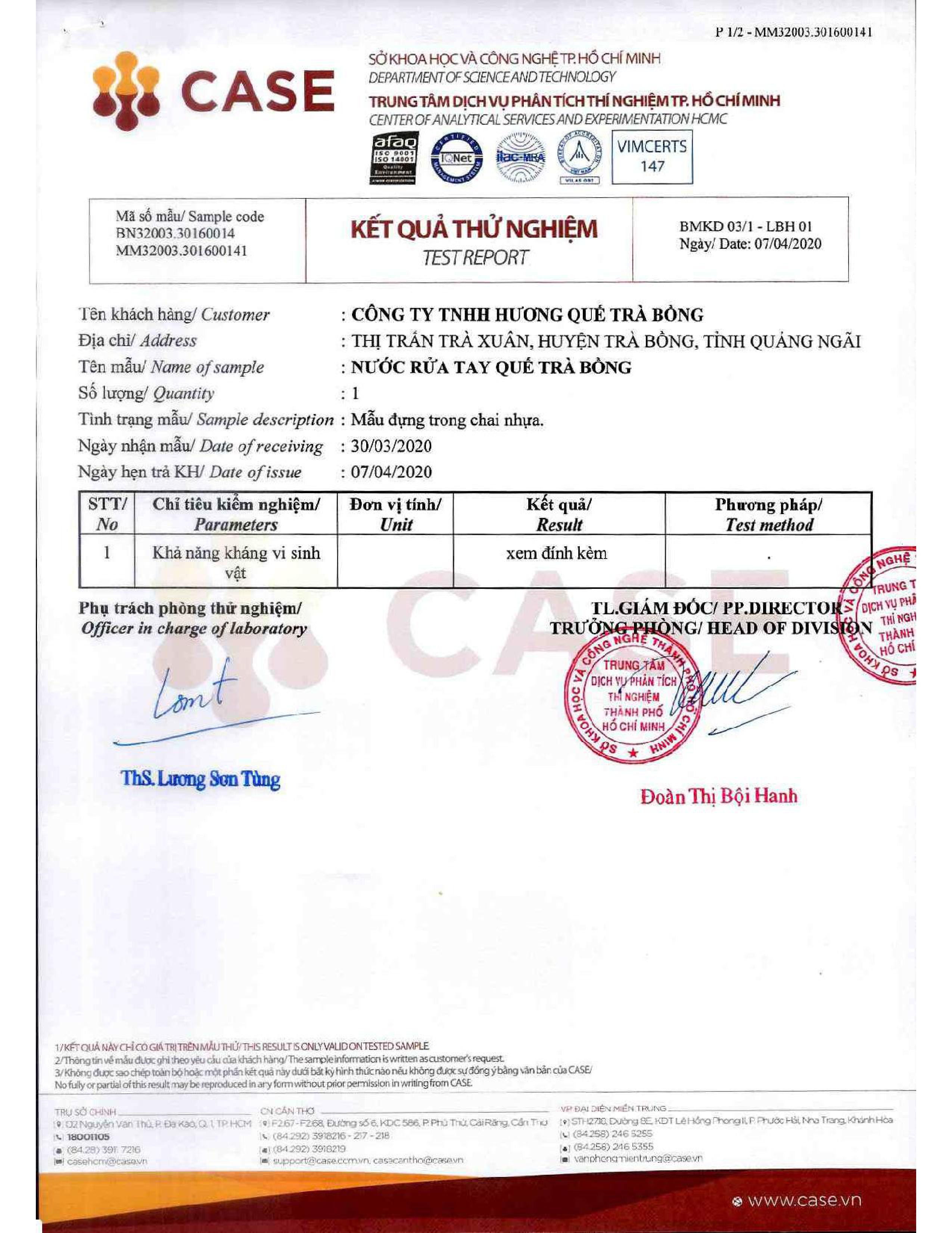 Nước Rửa Tay Khô Quế Trà Bồng 100ml