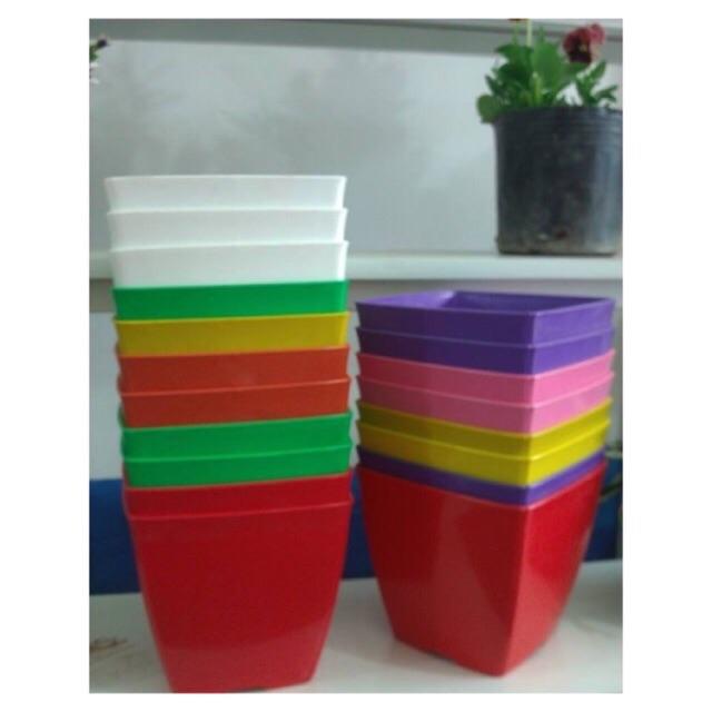 Combo 10 chậu nhưa V16 (vuông cạnh 16cm)
