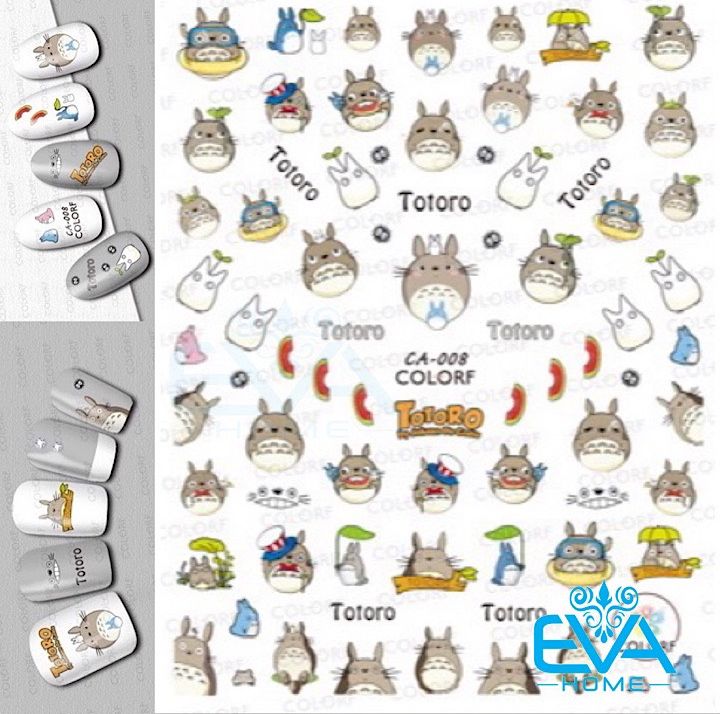 [HCM]Miếng Dán Móng Tay 3D Nail Sticker Tráng Trí Hoạ Tiết Hoạt Hình Hình Thú Totoro CA008