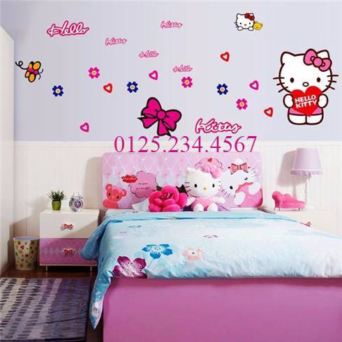 Decal dán tường hello kitty