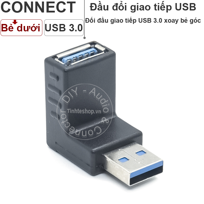 1 chiếc - đầu đổi usb 3.0 đực sang cái bẻ góc phải - usb 3.0 am-af adapter