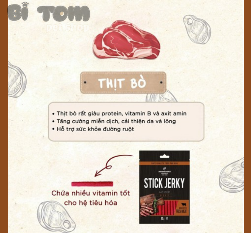 SACK THỊT QUE CHO CHÓ  BOWWOW STICK JERKY - 90GR