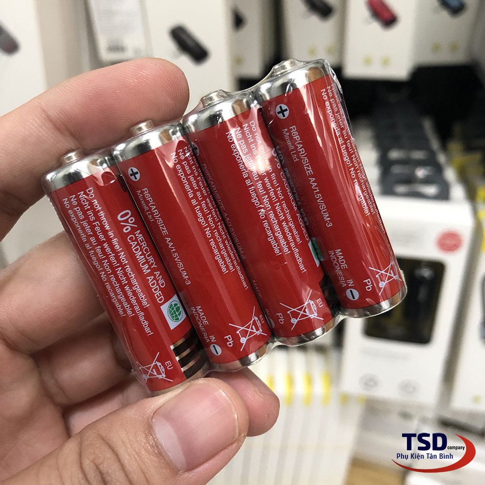 Vỉ 4 Viên Pin Tiểu Maxell AA Chính Hãng