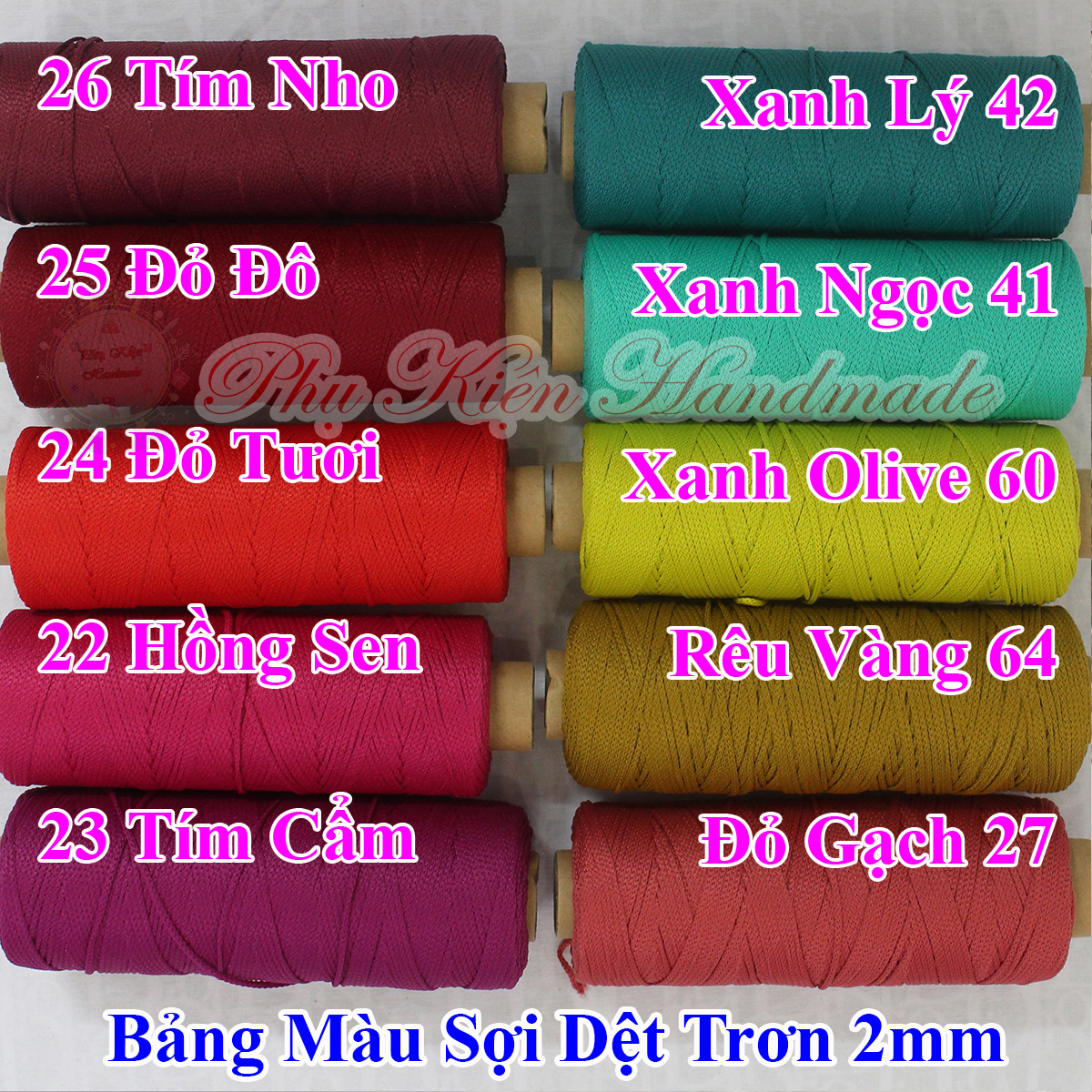 Sợi Dệt Trơn 2mm (Mã màu 01 - 78)