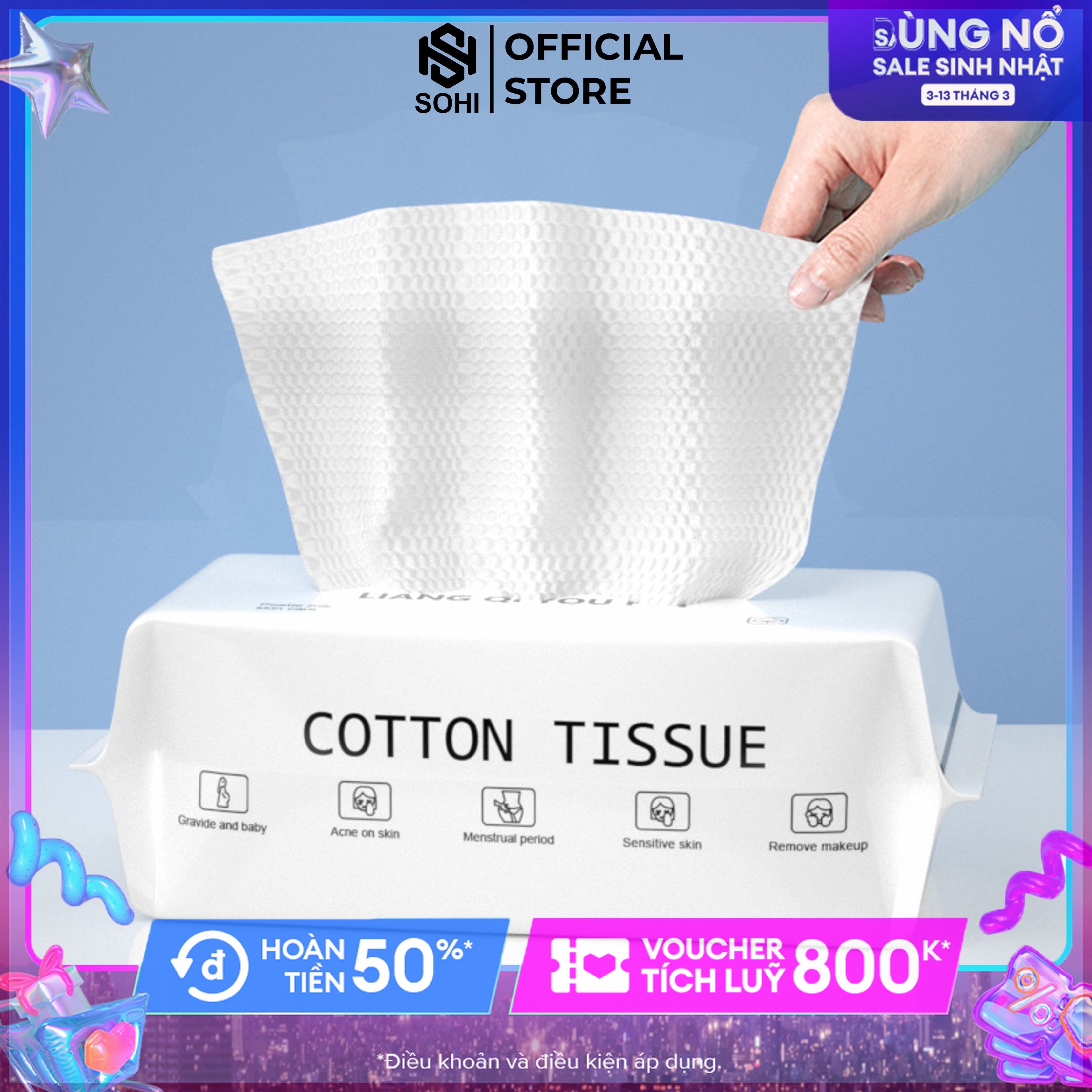 Khăn mặt dùng 1 lần lau khô ướt, giấy đa năng dạng gói rút tiện lợi H140