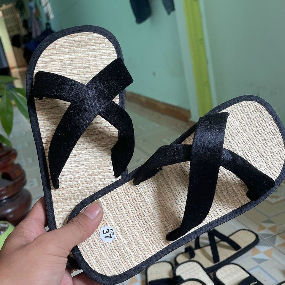 Dép cói đi biển quai kẹp nữ - Dép chiếu cói xỏ ngón đi trong nhà văn phòng khách sạn thời trang DL343