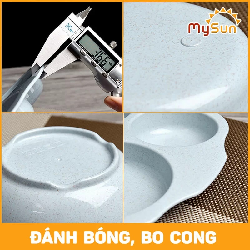 Bộ dụng cụ 6 món khay chén bát ăn dặm, ăn cơm lúa mạch cho bé chống đổ trượt