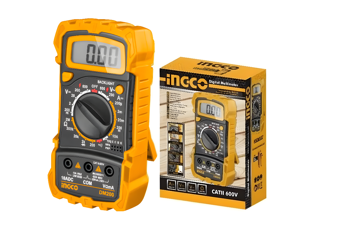Đồng multimeter ingco DM2002, screen LCD 2000 counts indicator number DCV 200mv/2V/20V/200V/600V-ACV 200V/600V voltage measurement, current AC/DC meter capacitor, measuring Frequency temperature [genuine] [xsafe]
