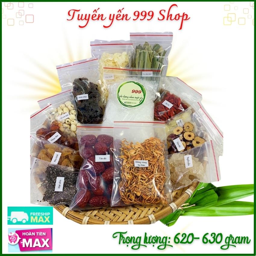 [Freeship]Set chè dưỡng nhan tuyết yến đông trùng hạ thảo 999- 14 nguyên liệu - Siêu rẻ ngày hè dùng cho 10-12 người-620 gr-4 set tặng 100gr khô gà cay giòn rụm 28k-Tuyết yến 999 Shop