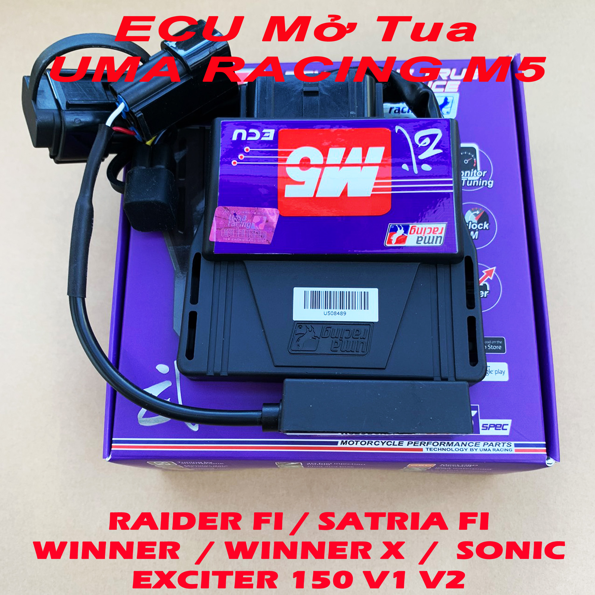 [Trả góp 0%]ECU UMA M5 cho Winner Sonic Exciter150 Satria FI Raider FI - ECU UMA M5 RACING BLUTOOTH CONNECTION