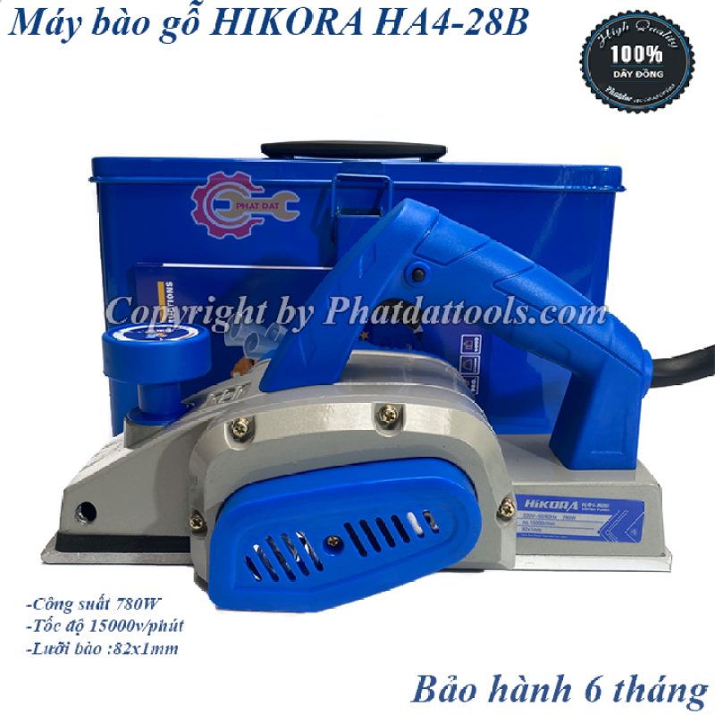 Máy bào gỗ HIKORA HA4-28B-Khung vỏ máy bằng nhôm đúc-Hộp đựng sắt-Công suất 780W-Bảo hành 6 tháng