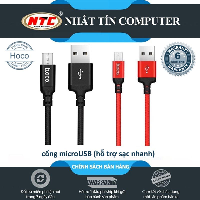 Cáp sạc dây dù Hoco X14 cổng microUSB dài 2M (Hỗ trợ sạc nhanh) - Hãng phân phối chính thức