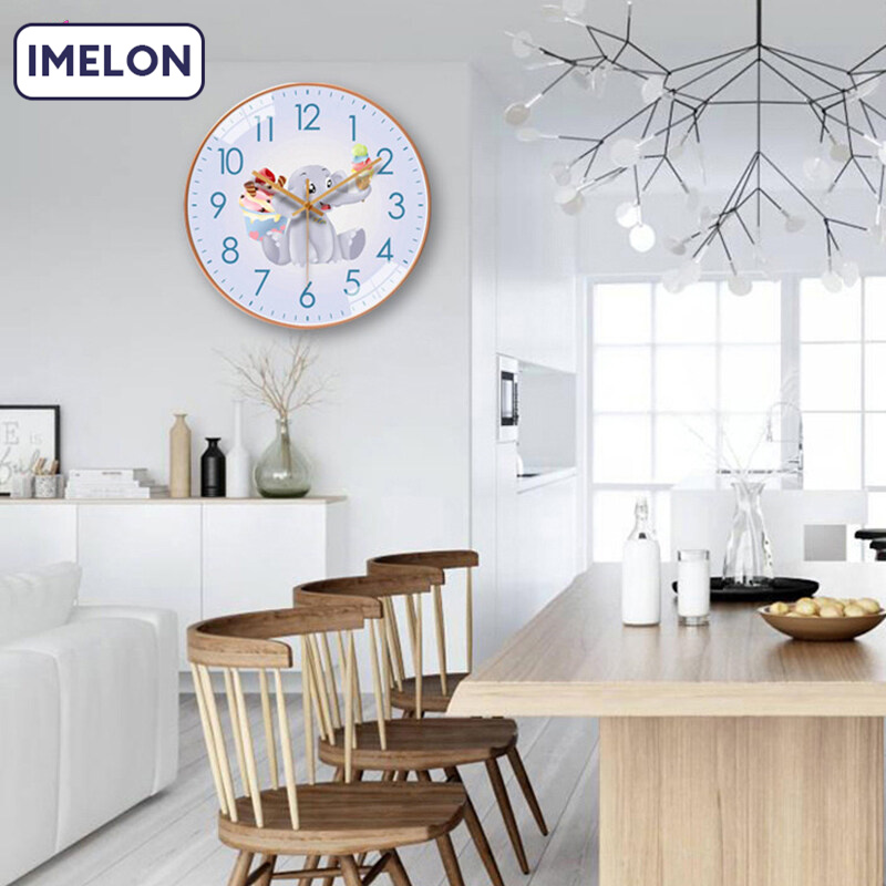 IMELON Buy 1 Get 1 Free gift Free Whole Store Cartoon Wall Clock For Kids Cute Simple Bedroom Wall Clock Living Room [8 Inch 10 Inches]