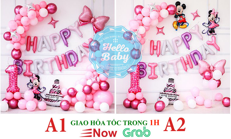Set bóng trang trí sinh nhật tuổi Chuột cho bé