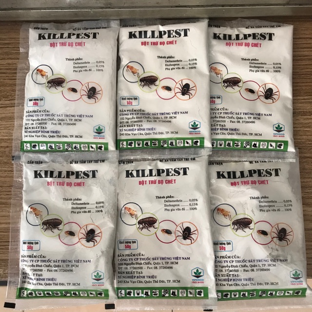 [HCM]THUỐC DIỆT BỌ CHÉT RẬN RỆP CHO CHÓ MÈO KILLPEST (gói 50g)