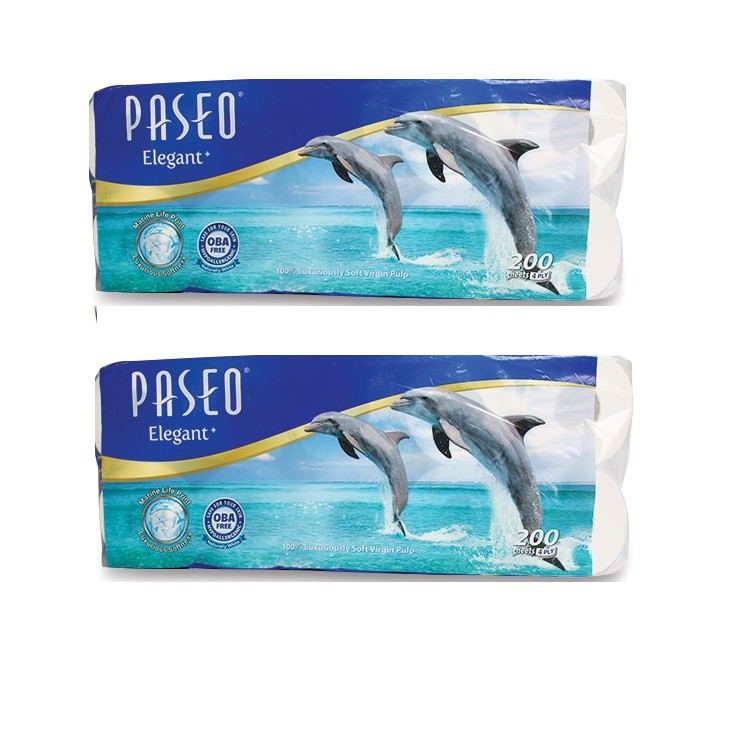 Giấy vệ sinh Paseo Dolphin 10 cuộn 4 lớp siêu mịn, hoa văn cá heo độc đáo