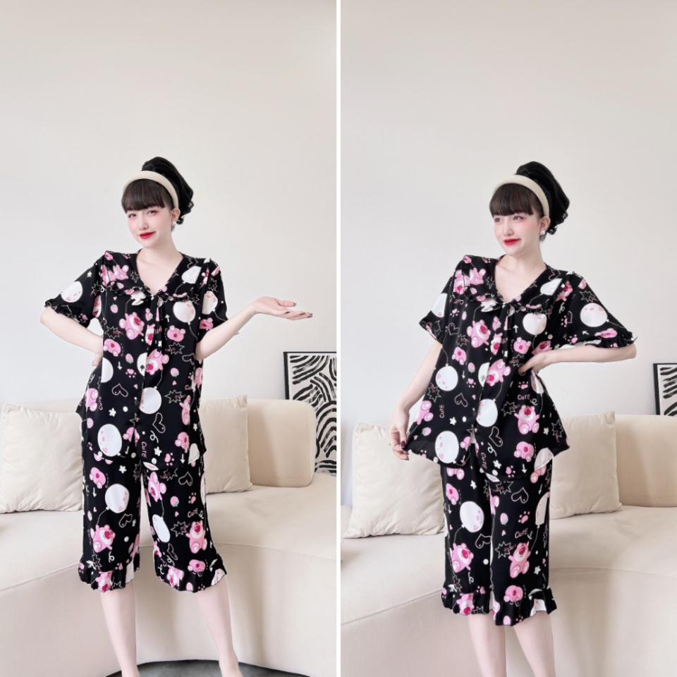 Đồ Bộ Bigsize 50-70kg Lửng Lụa Mango Cổ Vuông