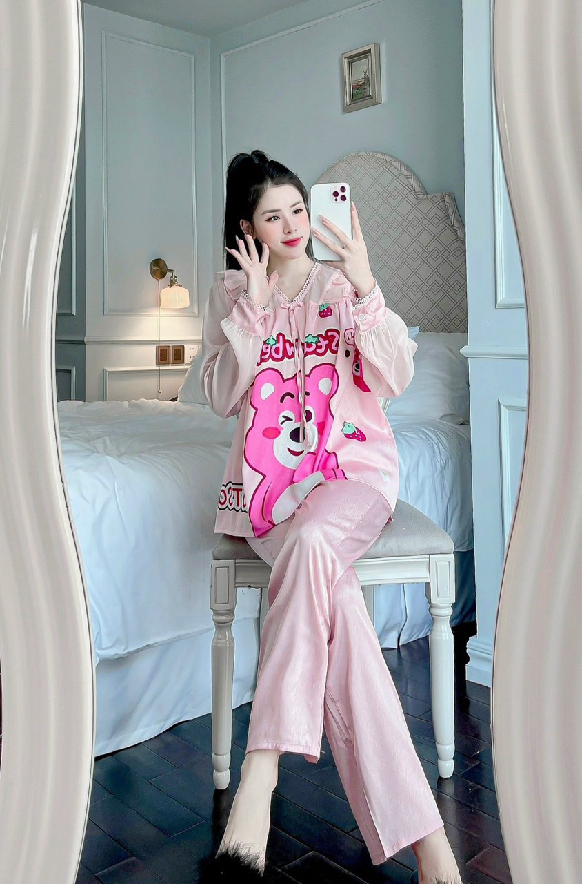 Set Lụa Xước phối Voan Tơ Tay Cộc