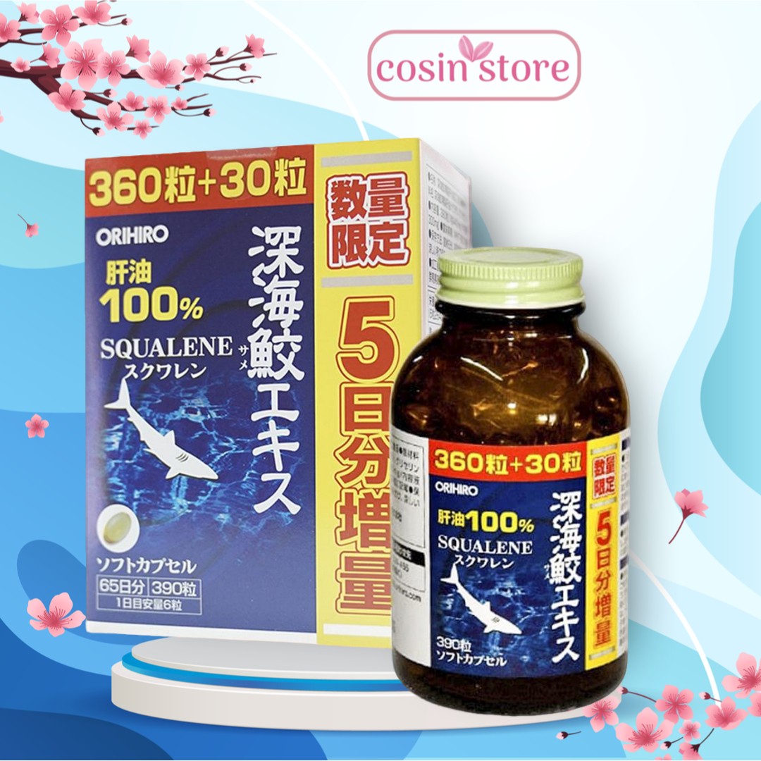 Viên uống dầu gan cá mập Orihiro Squalene 390 viên - Dầu gan sụn cá mập Orihiro hỗ trợ sức khỏe xương khớp - Cosin Store
