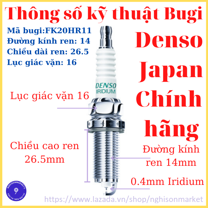 Bugi xe Mitsubishi Xpander Attrage Mirage bộ 4 chiếc Denso Janpan bạch kim Irdium