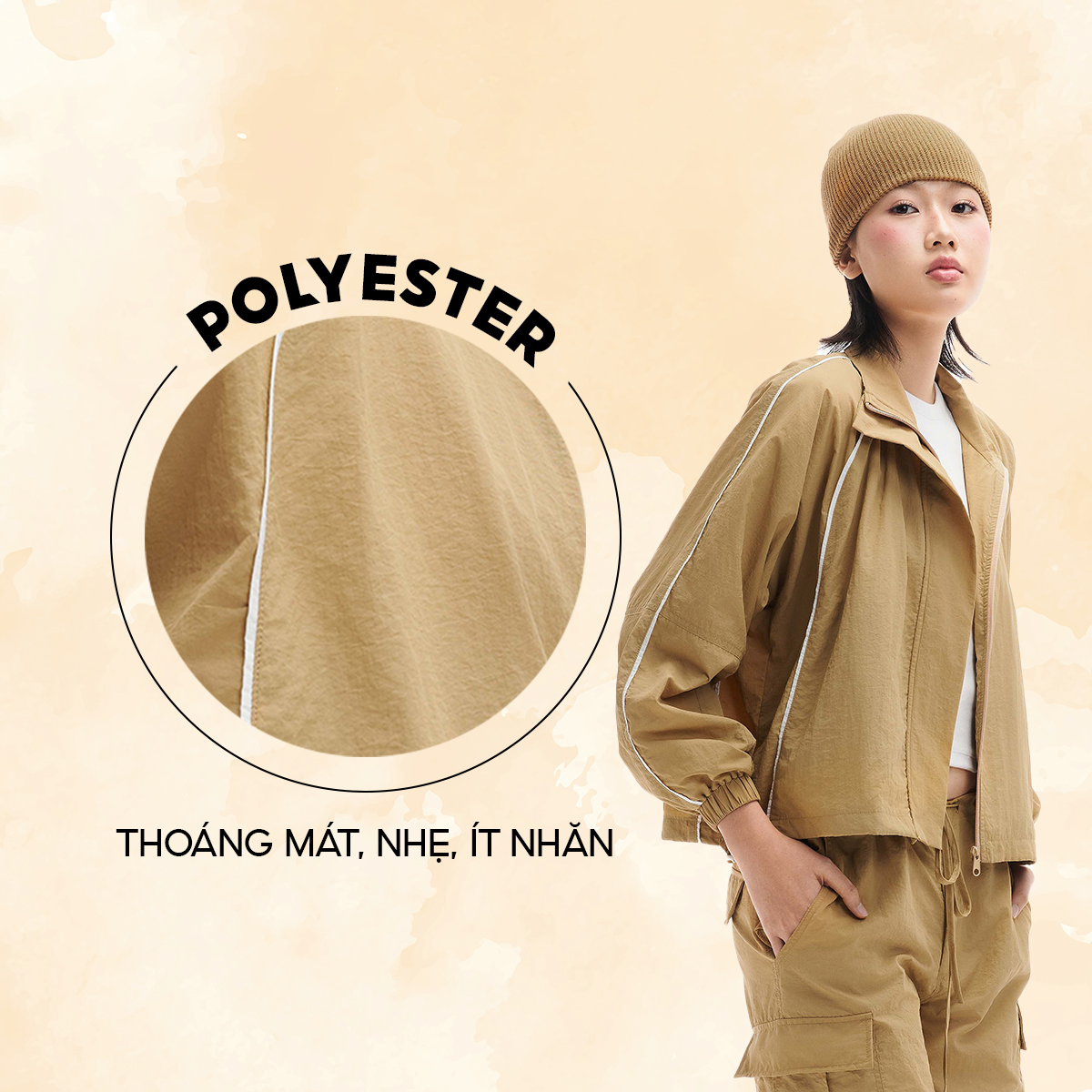 DOTTIE - Áo khoác dáng lửng vải dù - T0821
