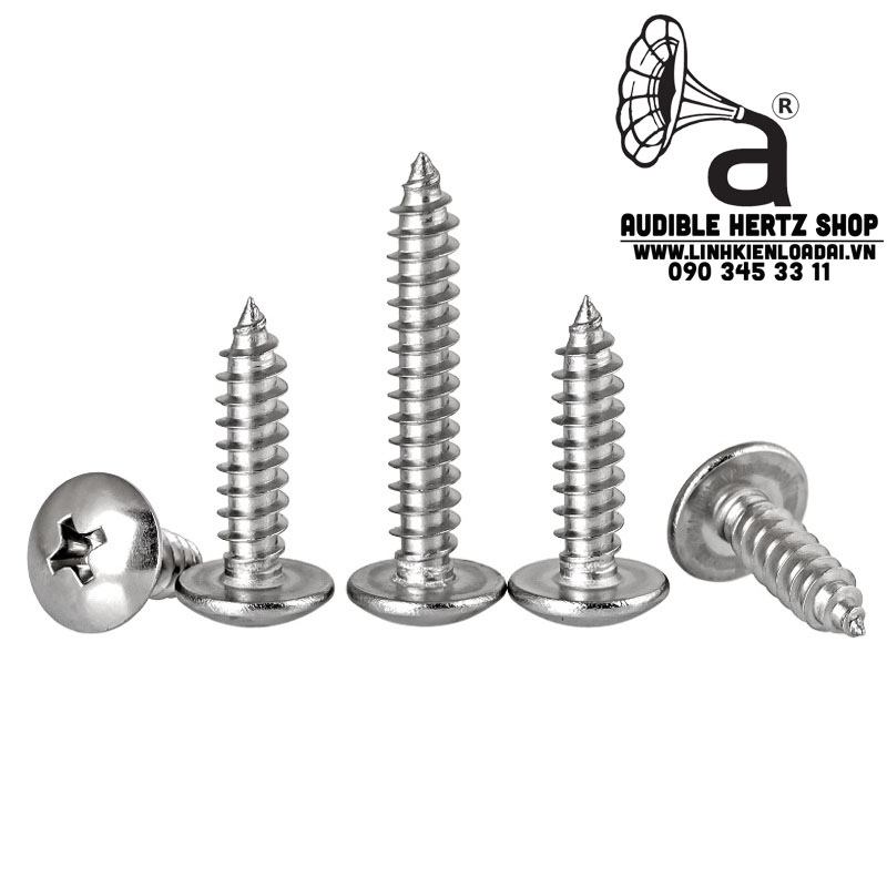 Vít gỗ đầu dù 4 cạnh Inox bắt loa M3, M4 (Combo 20 con)