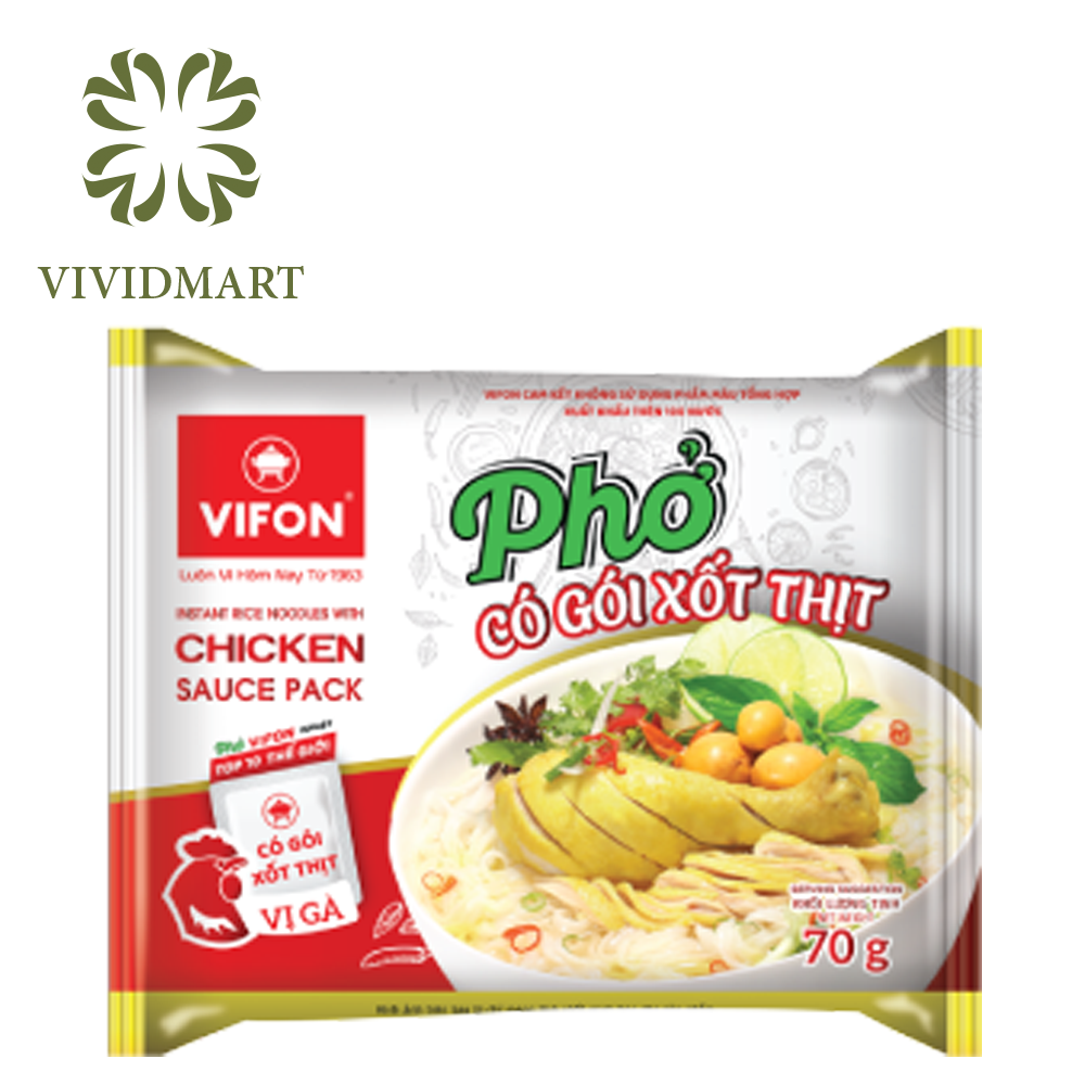 Phở ăn liền vifon có gói sốt thịt 2 vị: thịt bò, thịt gà – gói 70g - vifon