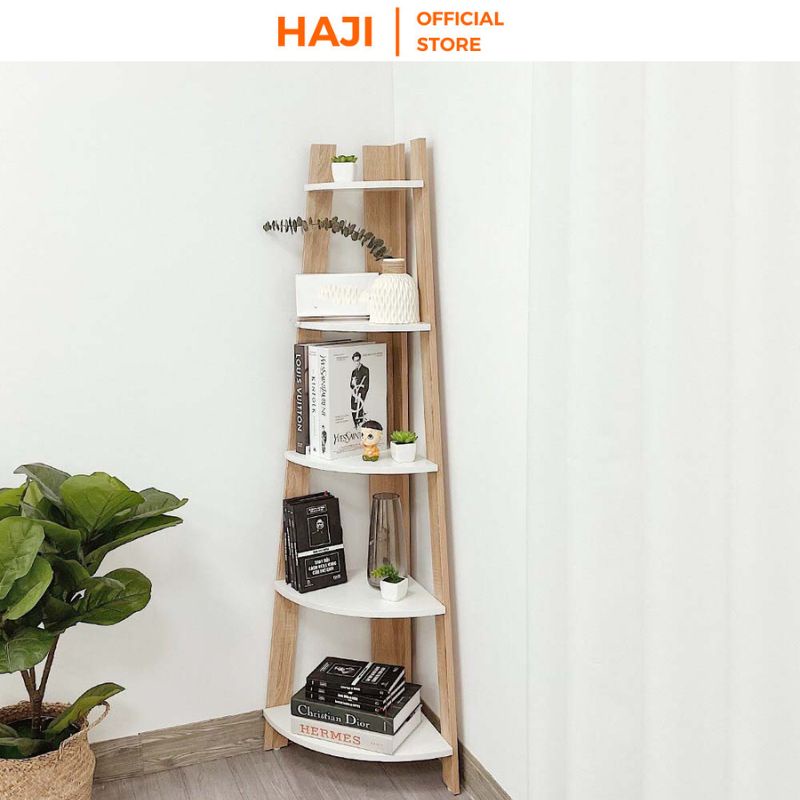 Kệ góc gỗ đa năng HAJI giúp tận dụng không gian góc nhà nhỏ hẹp A115