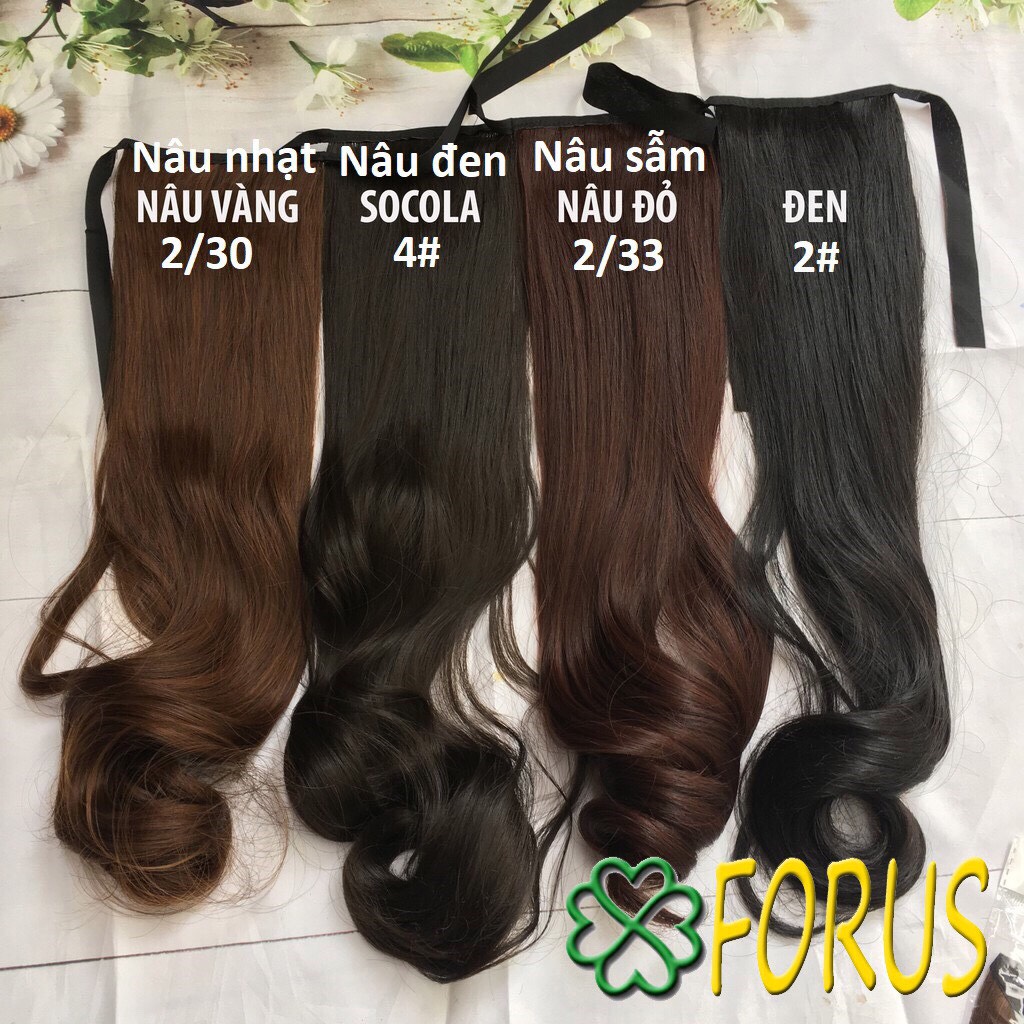 Cột tóc giả xoăn đuôi 40cm