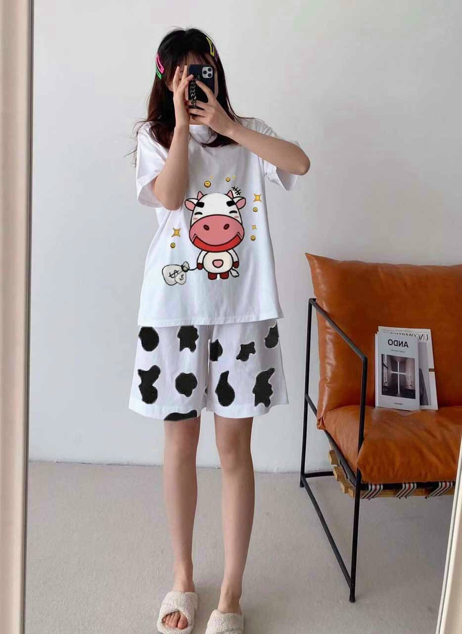 [HCM]Set Bộ In Bò Sữa Cười Đáng Yêu