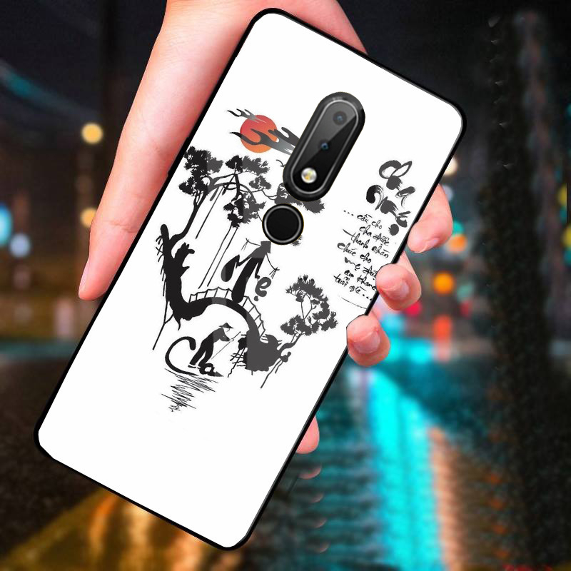 Ốp lưng nokia 6.1 plus mặt kính cao cấp, sáng đẹp, chữ thư pháp