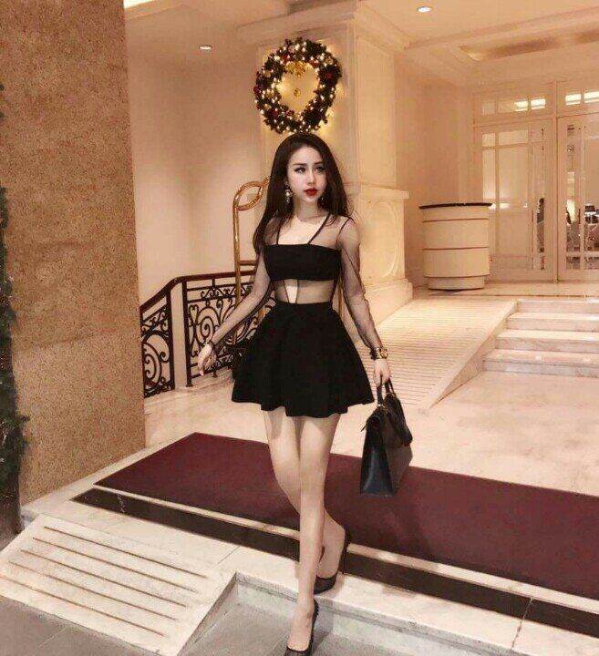 [MÃ LAZADAFAHB01 - GIẢM 30K ĐƠN 100K] Váy đầm xoè áo cúp phối lưới