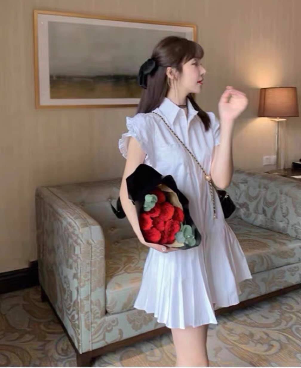 váy sơ mi nữ xếp ly