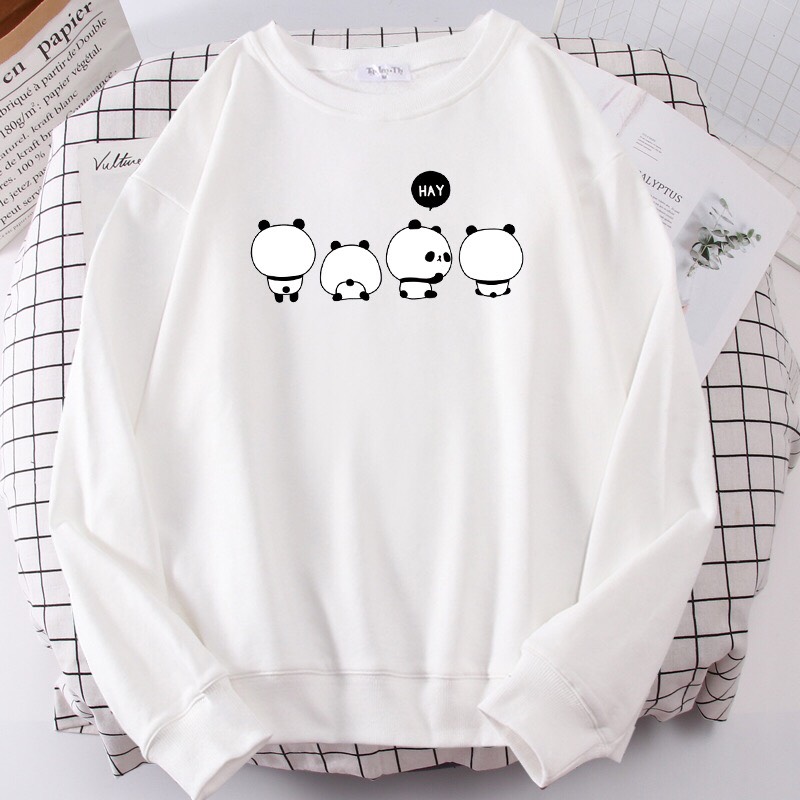 [Hoàn Tiền 15%] ÁO SWEATER IN 4 CON GẤU TRÚC (NHIỀU MÀU)