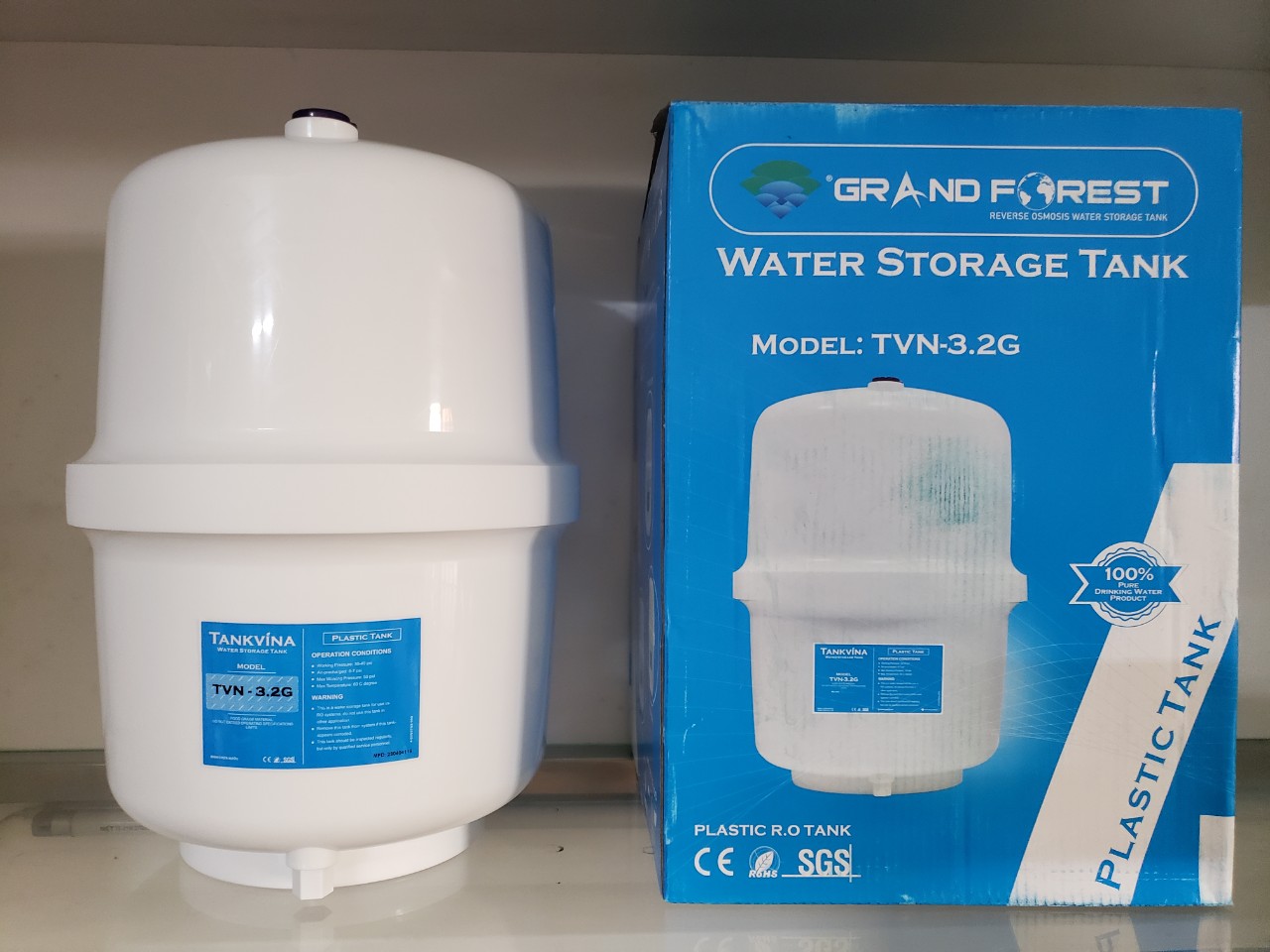 (HCM) Bình Áp Máy Lọc Nước 8 lít RO-3.2G (Nhựa) Kèm Van (Dùng Cho Các Dòng Máy Lọc Nước RO)