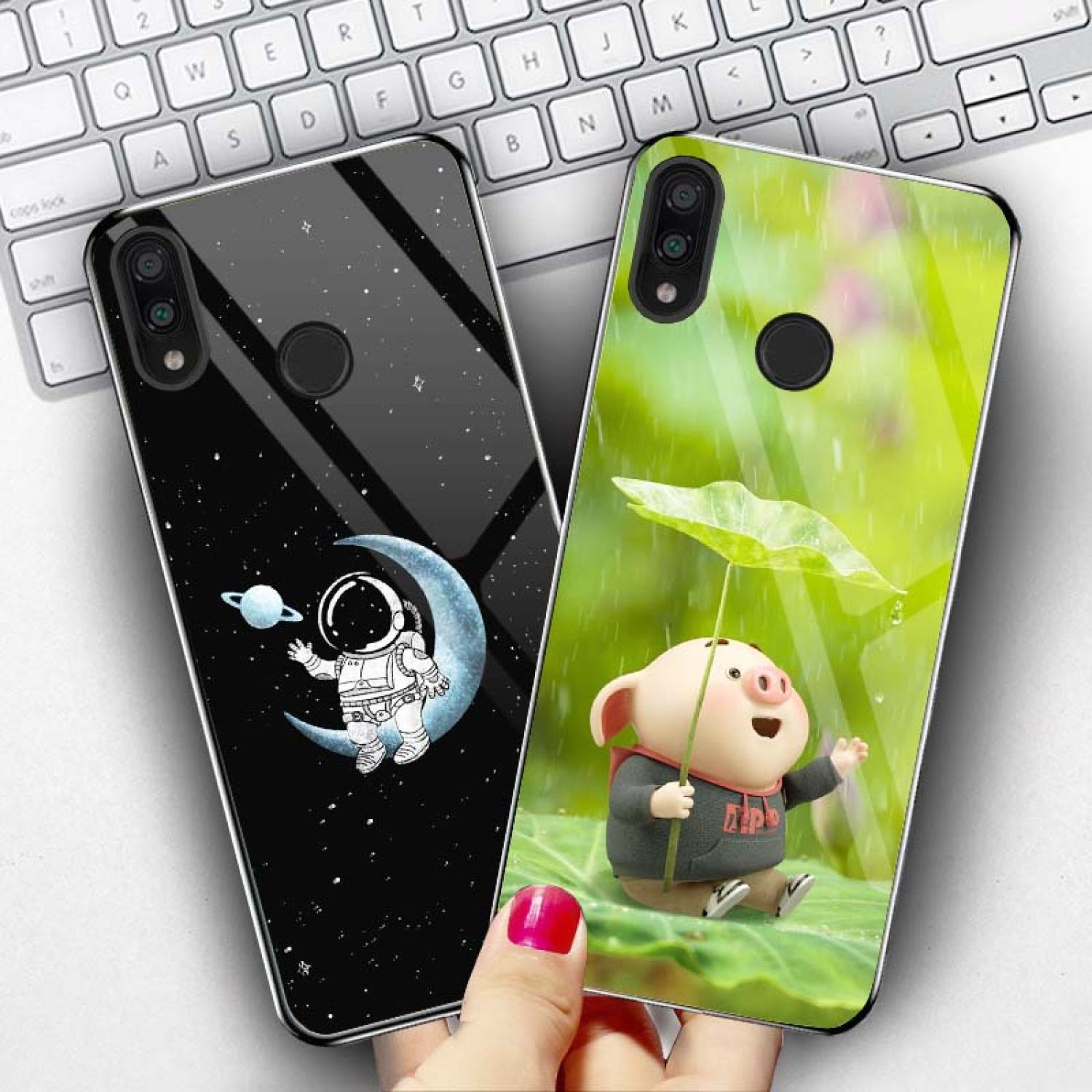 Ốp Xiaomi Redmi 7, Note 7, Note 7 Pro Lưng Kính Cường Lực Sáng Bóng