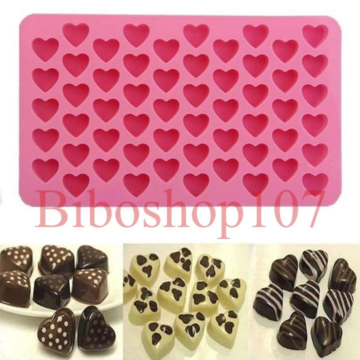 Khuôn silicon làm kẹo chipchip, thạch, rau câu, socola 55 ô trái tim nhỏ